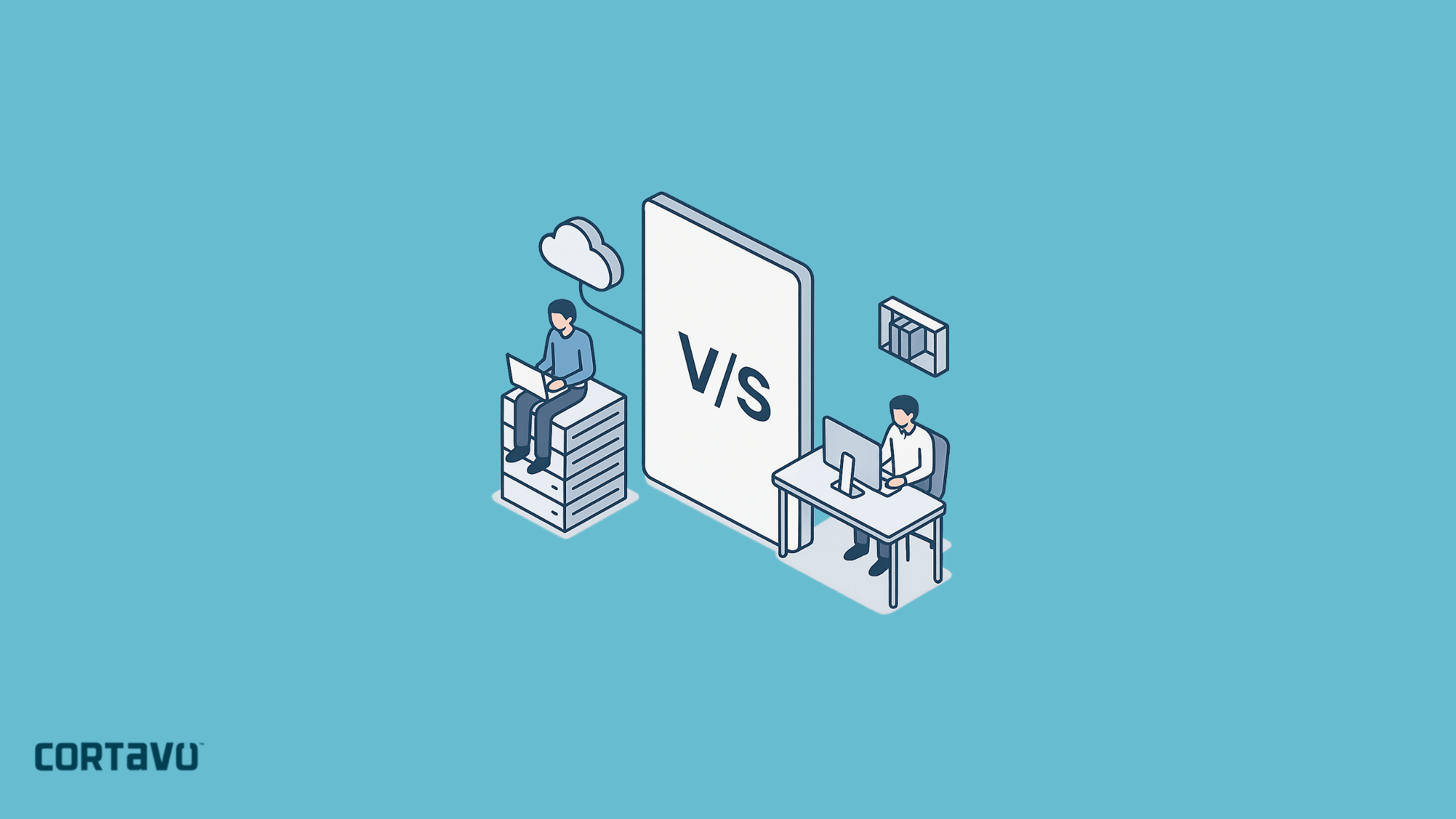 Illustration of managed IT vs in-house IT.