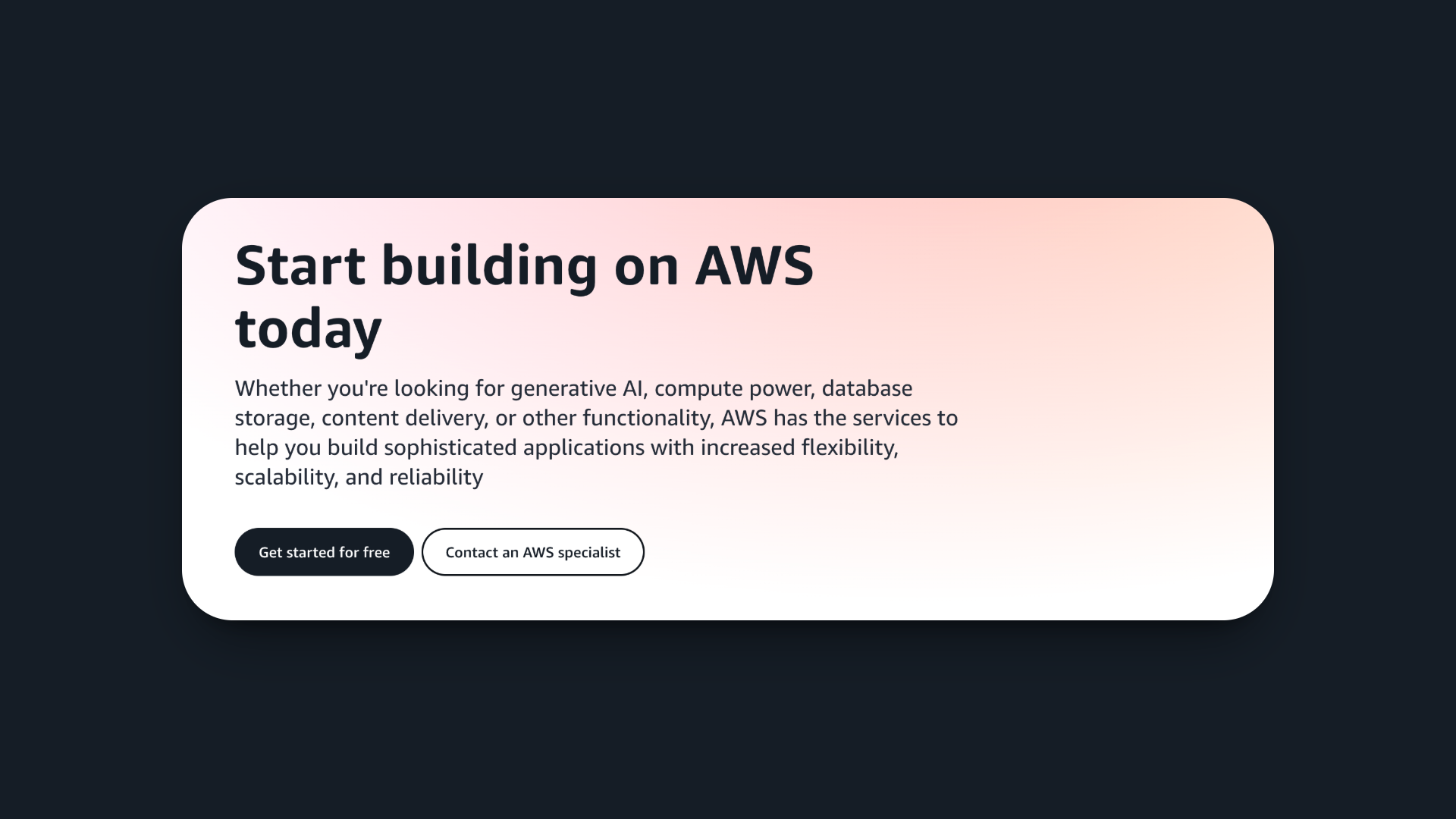 Screenshot of Amazon Web Services’ homepage.