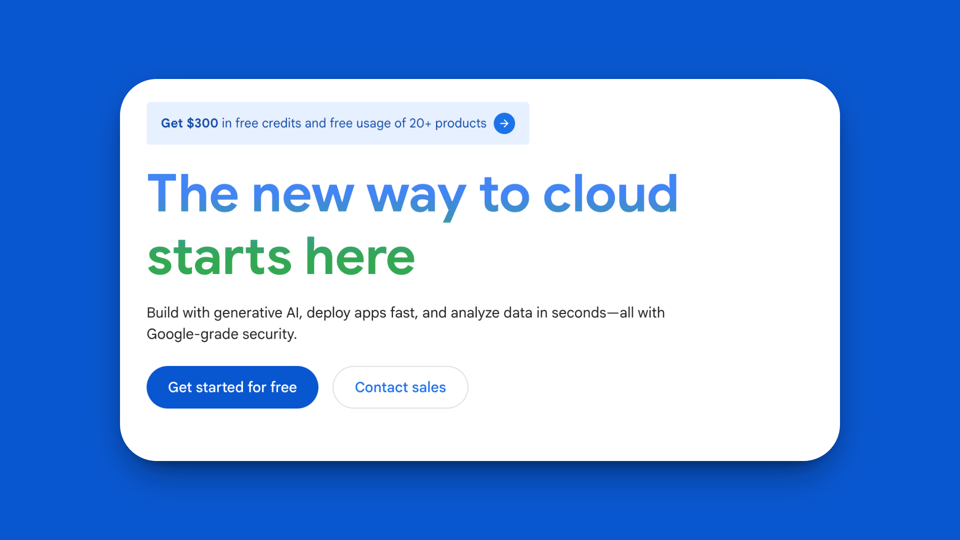 Screenshot of Google Cloud’s homepage.